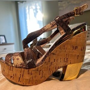 Miu miu snake print Wedge Sandals/ size 39.5